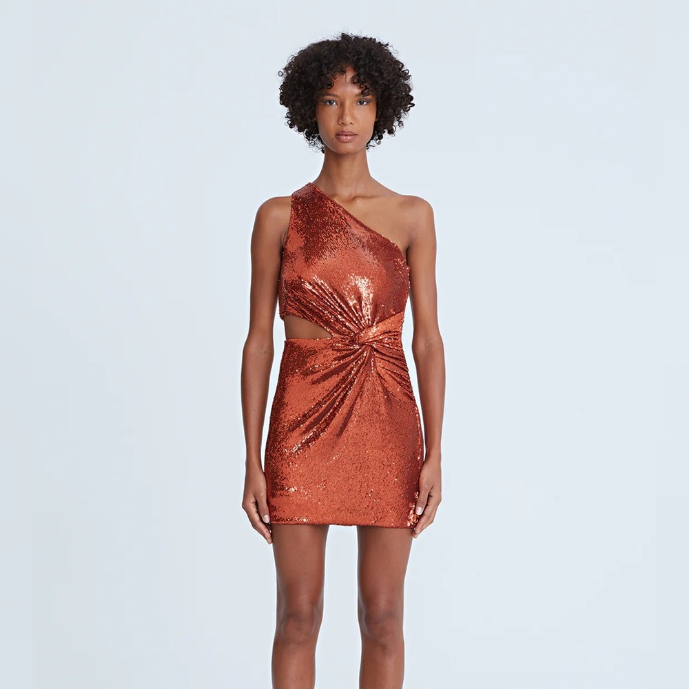Halston Sequin Cut Out Mini Dress